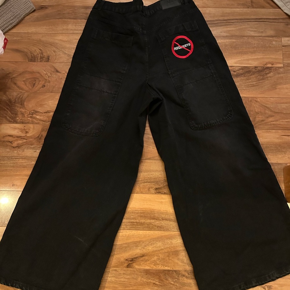 Boohoo Mens Black Wide-Leg Pants